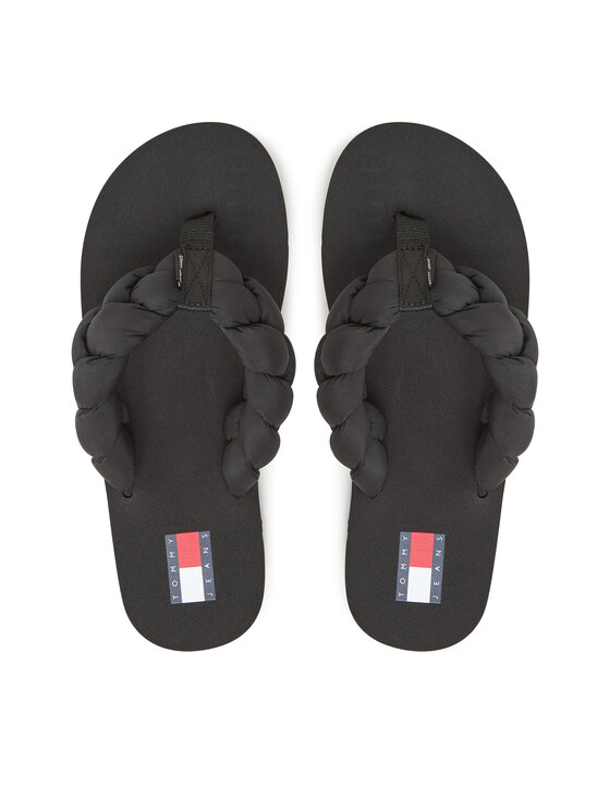 Tommy Jeans Джапанки Braided Thong Beach Sandal EN0EN02877 Черен цвят на ниска цена