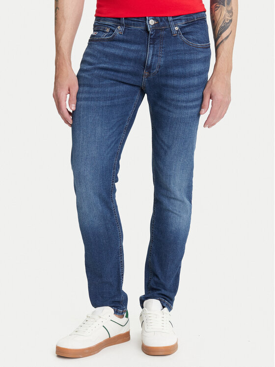Tommy Jeans Дънки Austin DM0DM21891 Тъмносин Slim Fit цвят на ниска цена