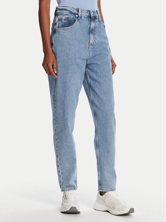 Tommy Jeans Дънки DW0DW21392 Син Mom Fit цвят на ниска цена