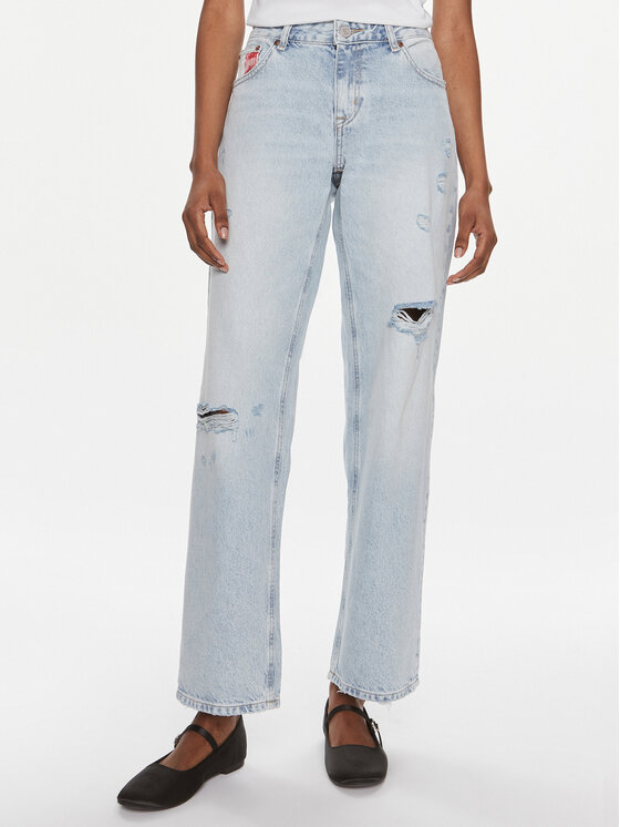 Tommy Jeans Дънки Sophie DW0DW18111 Син Straight Fit цвят на ниска цена