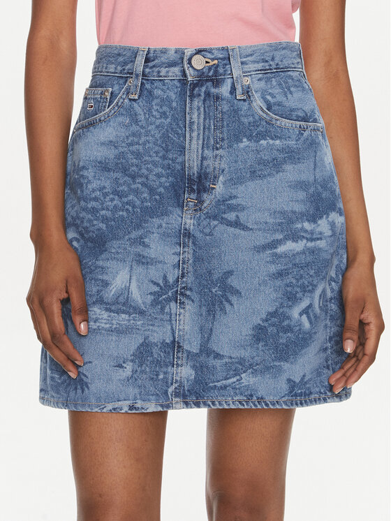 Tommy Jeans Дънкова пола DW0DW17671 Син Regular Fit цвят на ниска цена