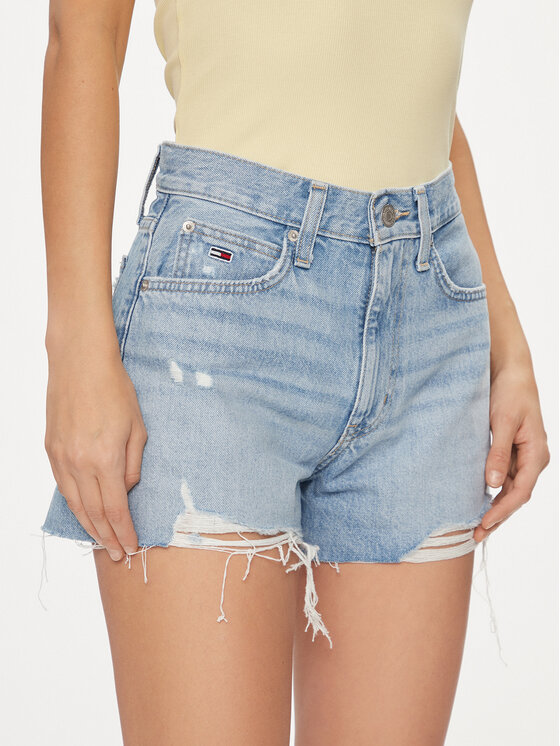 Tommy Jeans Дънкови шорти DW0DW17641 Син Slim Fit цвят на ниска цена