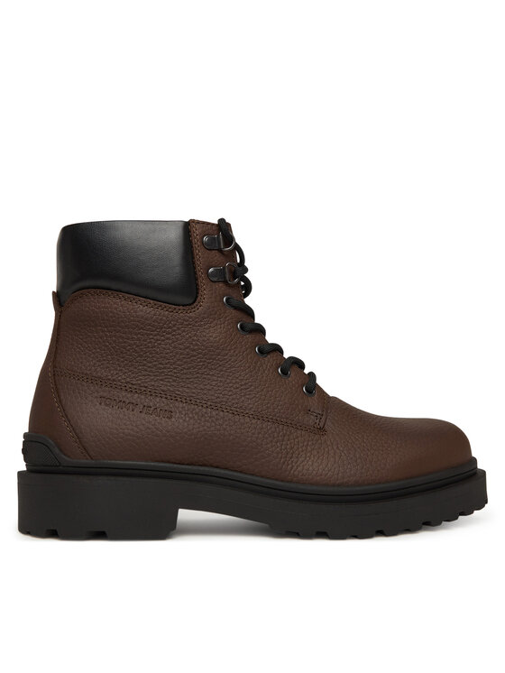 Tommy Jeans Зимни обувки Tjm Lace Up Boot Leather EM0EM01629 Кафяв цвят на ниска цена