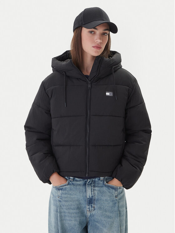 Tommy Jeans Зимно яке DW0DW21625 Черен Regular Fit цвят на ниска цена