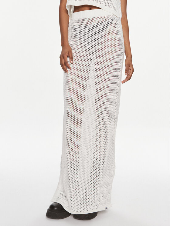 Tommy Jeans Макси пола Open Stitch DW0DW17878 Екрю Regular Fit цвят на ниска цена