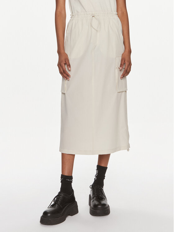 Tommy Jeans Миди пола Parachute DW0DW17719 Бежов Relaxed Fit цвят на ниска цена