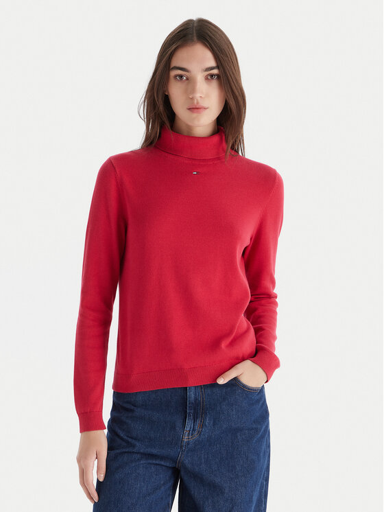 Tommy Jeans Поло Essential DW0DW21672 Червен Regular Fit цвят на ниска цена