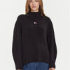 Tommy Jeans Пуловер Badge DW0DW21676 Черен Relaxed Fit цвят на ниска цена