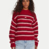 Tommy Jeans Пуловер Badge DW0DW21679 Червен Relaxed Fit цвят на ниска цена