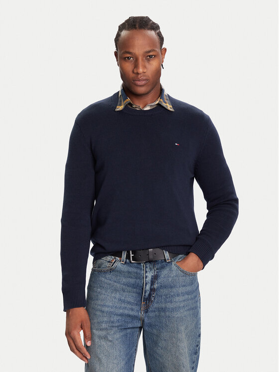 Tommy Jeans Пуловер DM0DM21787 Тъмносин Regular Fit цвят на ниска цена