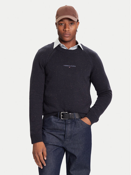 Tommy Jeans Пуловер DM0DM22097 Тъмносин Regular Fit цвят на ниска цена