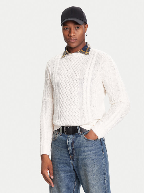 Tommy Jeans Пуловер DM0DM22101 Бял Regular Fit цвят на ниска цена