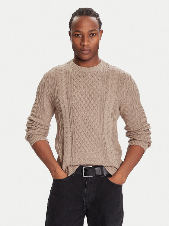 Tommy Jeans Пуловер DM0DM22101 Кафяв Regular Fit цвят на ниска цена