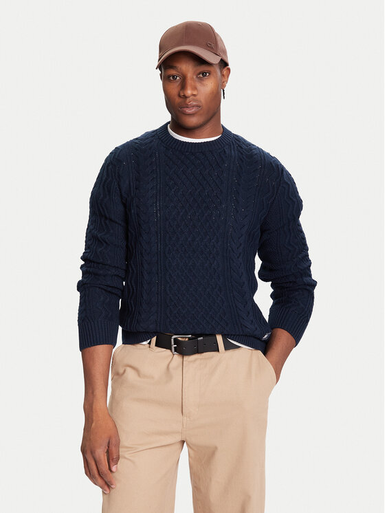 Tommy Jeans Пуловер DM0DM22101 Тъмносин Regular Fit цвят на ниска цена