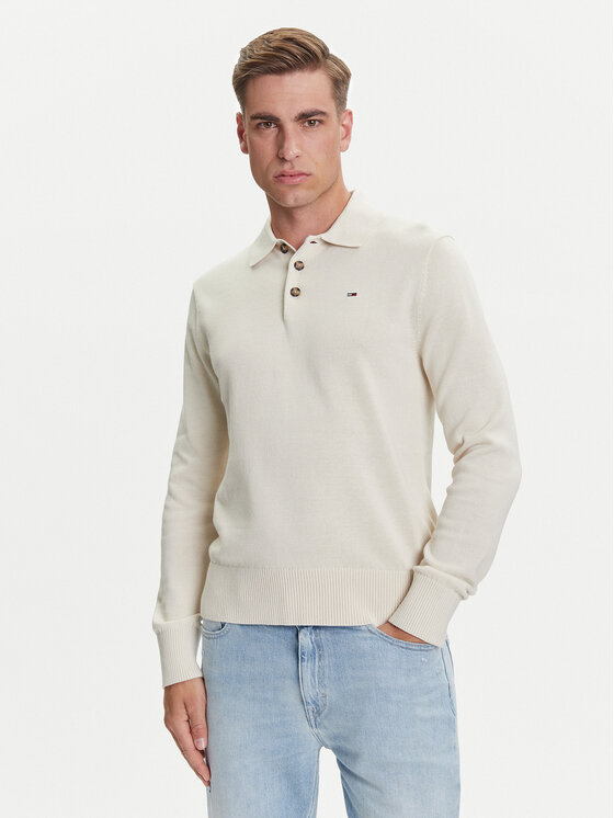Tommy Jeans Пуловер Essential DM0DM20304 Бежов Slim Fit цвят на ниска цена