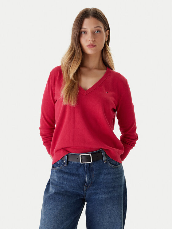 Tommy Jeans Пуловер Essential DW0DW19888 Розов Regular Fit цвят на ниска цена