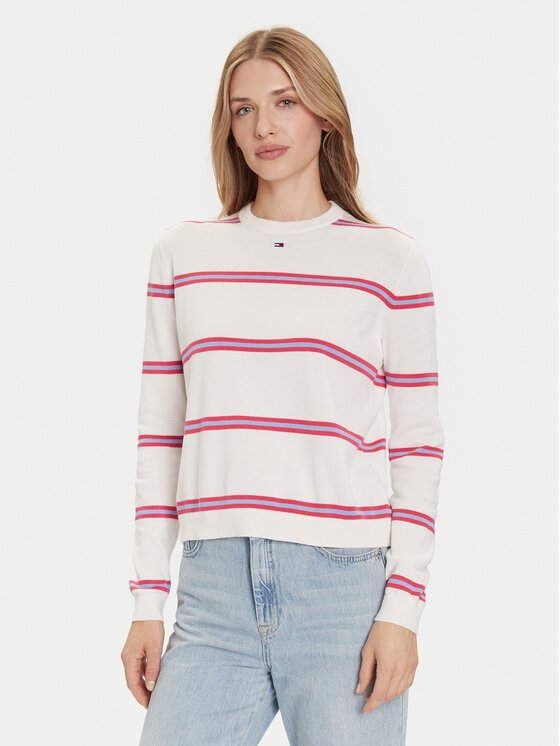 Tommy Jeans Пуловер Essential DW0DW20159 Екрю Regular Fit цвят на ниска цена