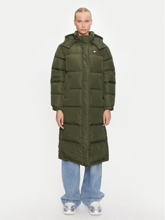 Tommy Jeans Пухено яке Alaska DW0DW18860 Зелен Regular Fit цвят на ниска цена