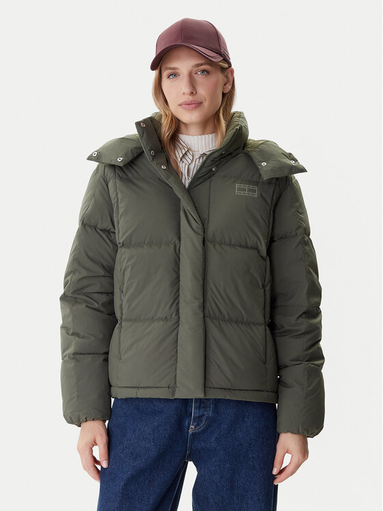 Tommy Jeans Пухено яке Alaska DW0DW21623 Зелен Relaxed Fit цвят на ниска цена