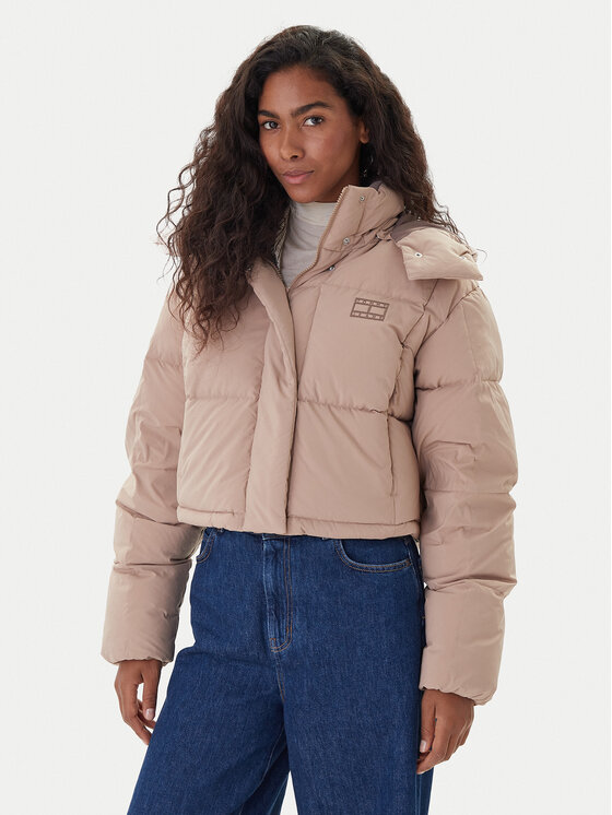 Tommy Jeans Пухено яке Alaska DW0DW21624 Бежов Regular Fit цвят на ниска цена