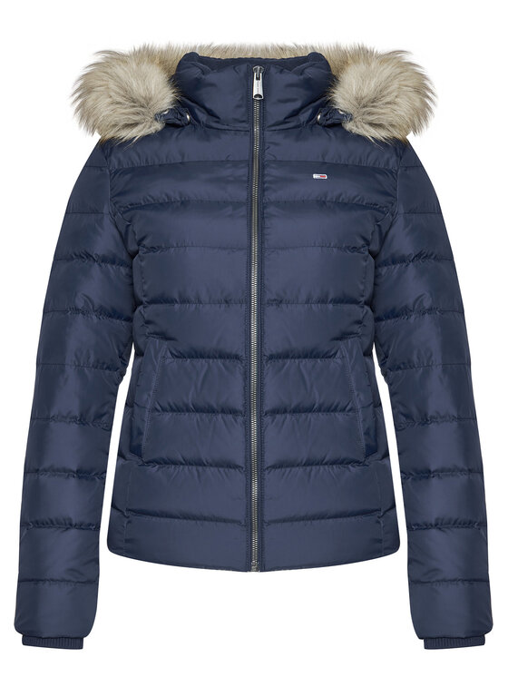 Tommy Jeans Пухено яке Basic DW0DW08588 Тъмносин Regular Fit цвят на ниска цена