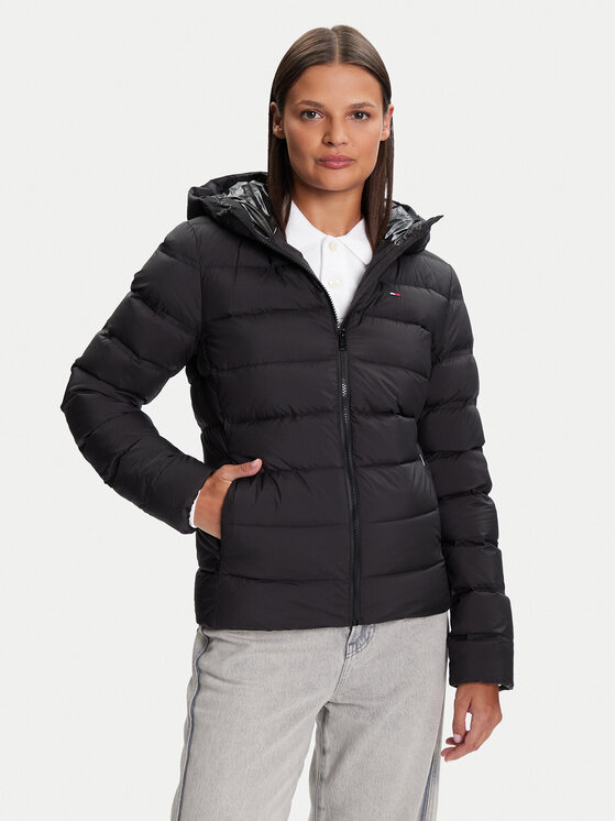 Tommy Jeans Пухено яке DW0DW21617 Черен Slim Fit цвят на ниска цена