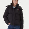 Tommy Jeans Пухено яке DW0DW21623 Черен Regular Fit цвят на ниска цена