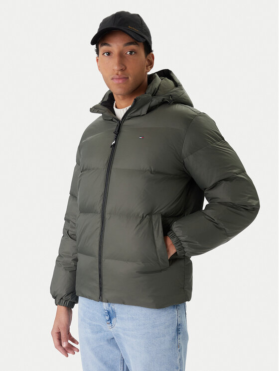 Tommy Jeans Пухено яке Essential DM0DM19786 Зелен Regular Fit цвят на ниска цена