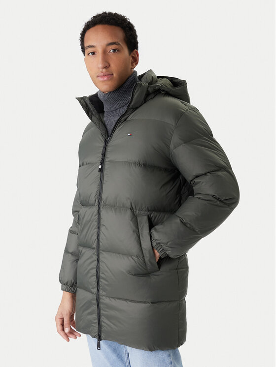Tommy Jeans Пухено яке Essential DM0DM20466 Зелен Regular Fit цвят на ниска цена