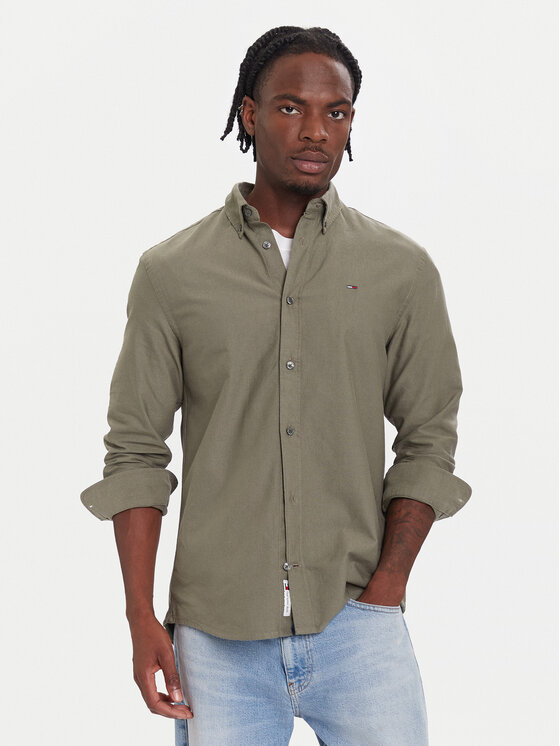 Tommy Jeans Риза DM0DM21298 Зелен Regular Fit цвят на ниска цена