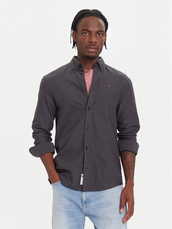 Tommy Jeans Риза DM0DM21298 Черен Regular Fit цвят на ниска цена