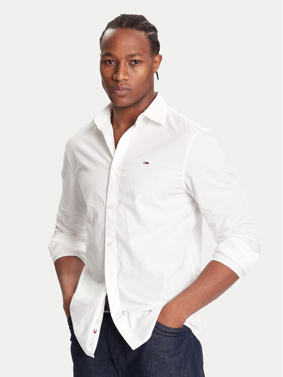 Tommy Jeans Риза DM0DM22026 Бял Regular Fit цвят на ниска цена