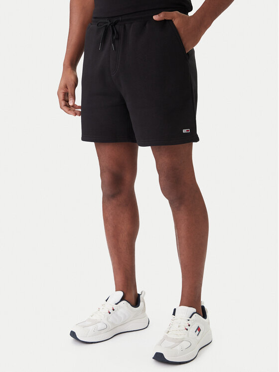 Tommy Jeans Спортни шорти Flag Beach DM0DM21931 Черен Regular Fit цвят на ниска цена