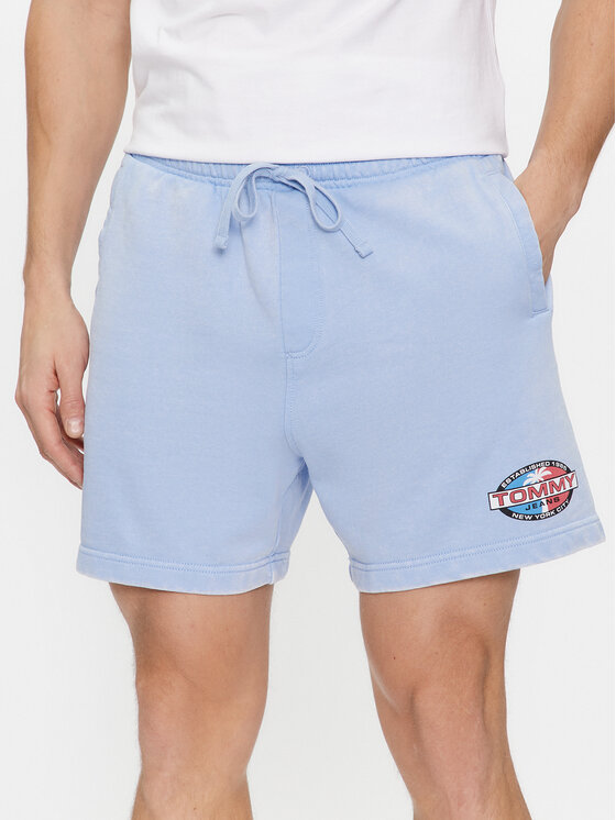 Tommy Jeans Спортни шорти Tjm Arch Graphic Beach Short Ext DM0DM19167 Син Regular Fit цвят на ниска цена