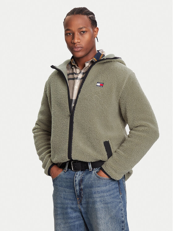 Tommy Jeans Суитшърт DM0DM19224 Зелен Regular Fit цвят на ниска цена