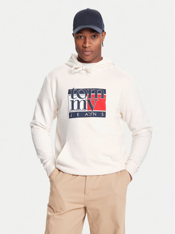 Tommy Jeans Суитшърт DM0DM22092 Бял Relaxed Fit цвят на ниска цена