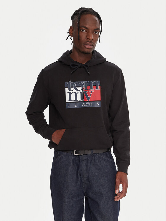 Tommy Jeans Суитшърт DM0DM22092 Черен Relaxed Fit цвят на ниска цена
