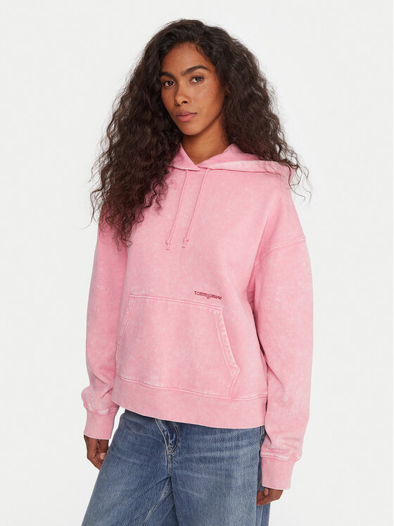 Tommy Jeans Суитшърт DW0DW21609 Розов Boxy Fit цвят на ниска цена