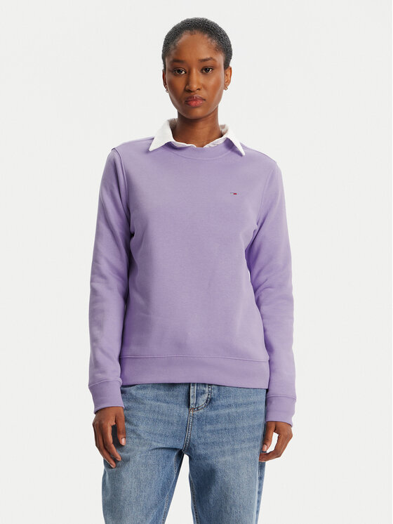 Tommy Jeans Суитшърт Flag DW0DW19959 Виолетов Regular Fit цвят на ниска цена
