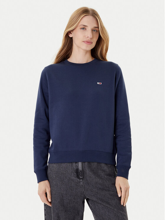 Tommy Jeans Суитшърт Fleece DW0DW09227 Тъмносин Regular Fit цвят на ниска цена