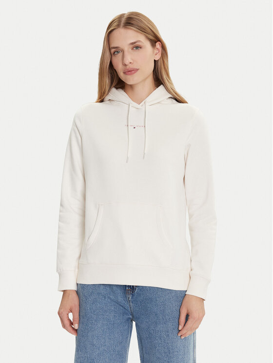 Tommy Jeans Суитшърт Linear DW0DW21963 Бял Regular Fit цвят на ниска цена