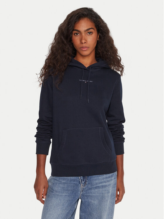 Tommy Jeans Суитшърт Linear DW0DW21963 Тъмносин Regular Fit цвят на ниска цена