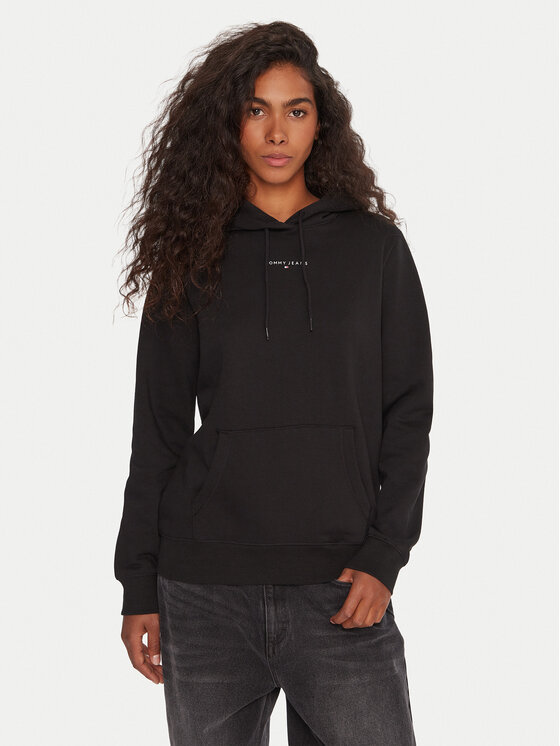 Tommy Jeans Суитшърт Linear DW0DW21963 Черен Regular Fit цвят на ниска цена