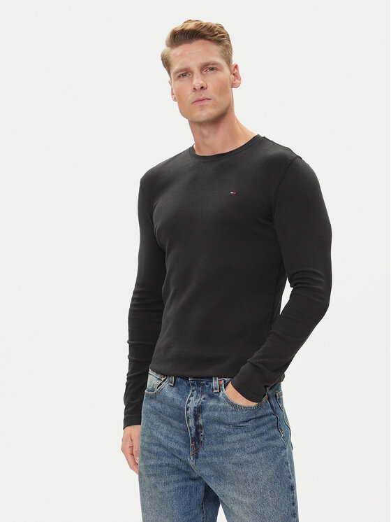 Tommy Jeans Тениска с дълъг ръкав DM0DM04409 Черен Slim Fit цвят на ниска цена