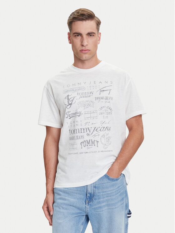 Tommy Jeans Тишърт Archive Logos DM0DM21584 Бял Relaxed Fit цвят на ниска цена