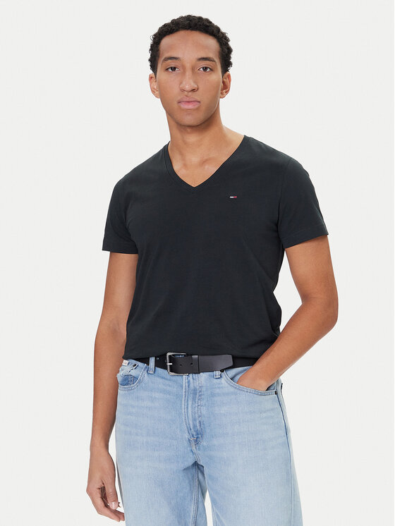 Tommy Jeans Тишърт DM0DM04410 Черен Regular Fit цвят на ниска цена