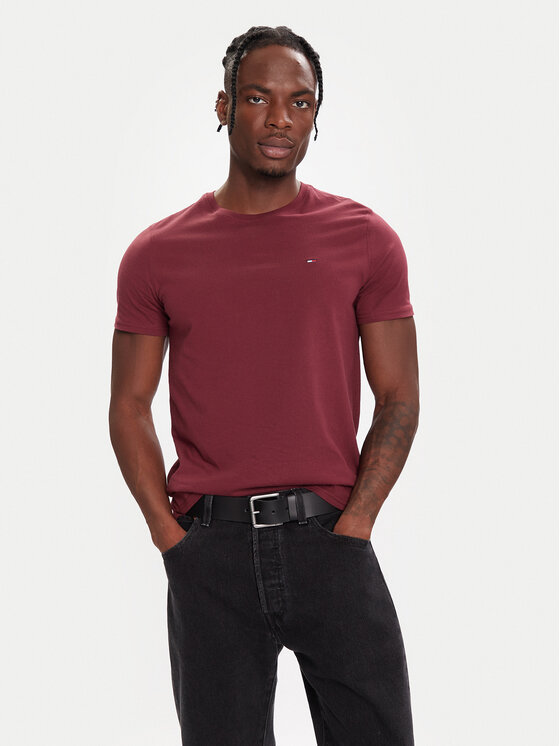 Tommy Jeans Тишърт DM0DM04411 Бордо Regular Fit цвят на ниска цена
