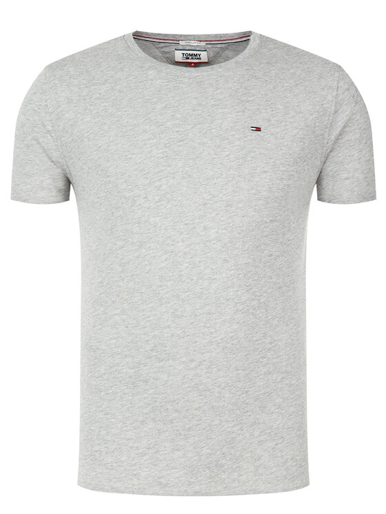 Tommy Jeans Тишърт DM0DM04411 Сив Slim Fit цвят на ниска цена