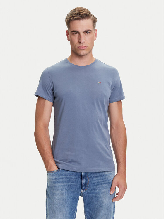 Tommy Jeans Тишърт DM0DM04411 Син Slim Fit цвят на ниска цена