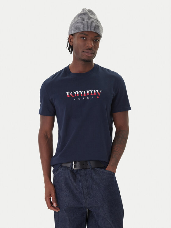 Tommy Jeans Тишърт DM0DM21978 Тъмносин Regular Fit цвят на ниска цена